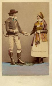 Dräktdockor visade på världsutställningen i Wien 1873. Par i dräkter från Herrestad, Skåne - Nordiska Museet - NMA.0039744 photo