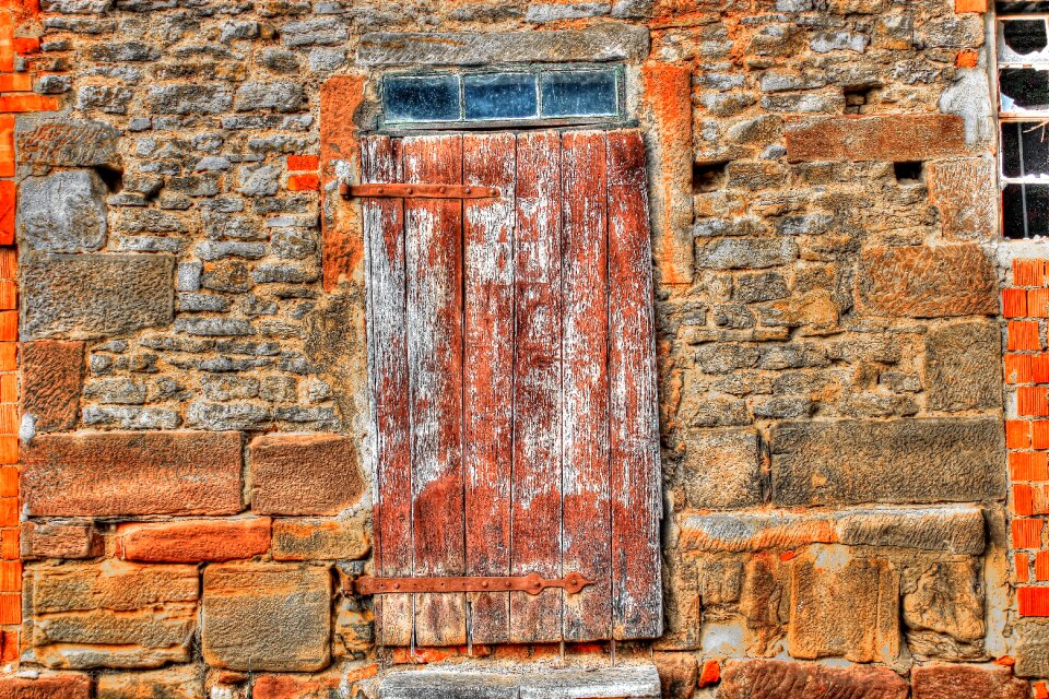Wooden door neglected window
