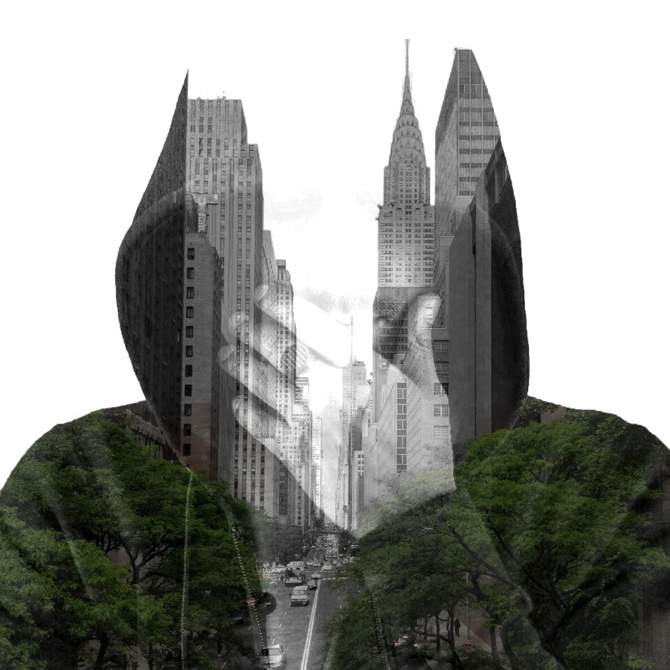 City boy reflection