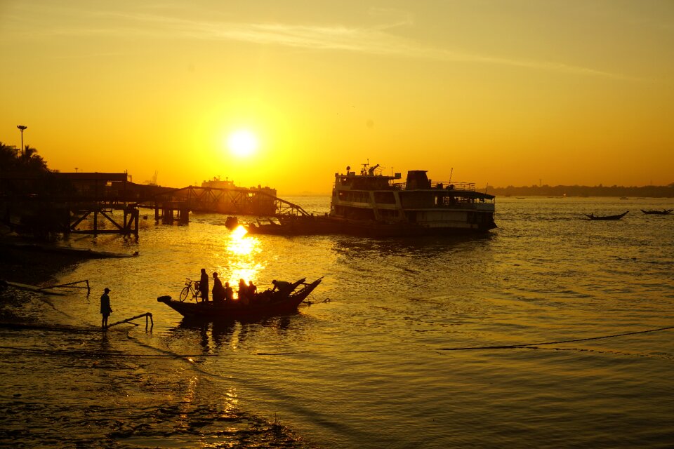 Yangon river myanmar dawn