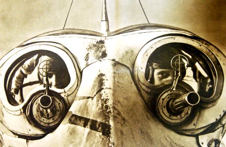 Dual gunners in German airplane, German airmen against the enemy, WWII (33798060650)