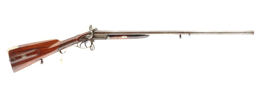 Dubbelbössa system Lefaucheux för patron med stiftantändning, av Chabbert, Rennes, ca 1860 - Livrustkammaren - 96954