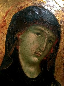 Duccio di Buoninsegna, Madonna col Bambino, particolare