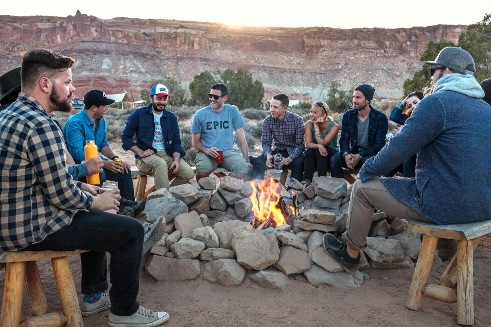 Flame camping rocks