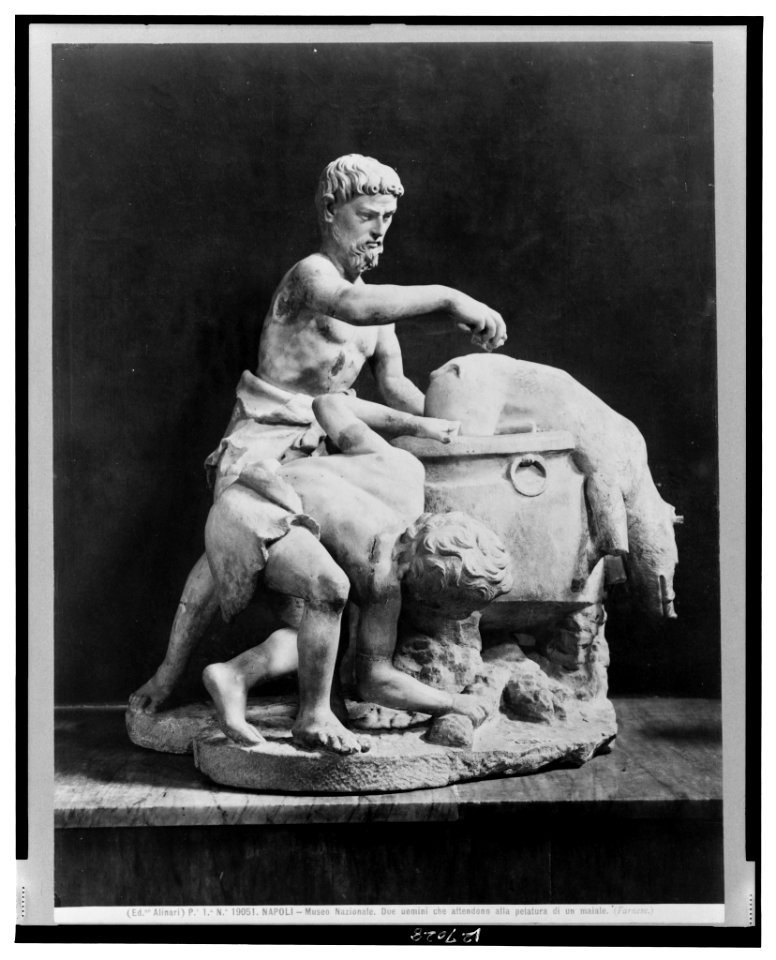 Due uomini che attendono alla pelature di un maiale (Farnese) LCCN2001695712