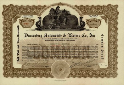 Duesenberg Automobile & Motors Co. 1921