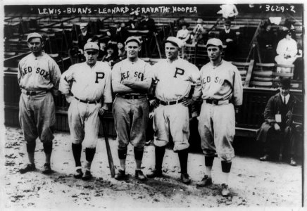 Duffy Lewis & Harry Hooper, Boston AL; Ed Burns, Philadelphia NL; Dutch Leonard, Boston AL; Gavvy Cravath, Philadelphia NL (baseball) LCCN2001704356