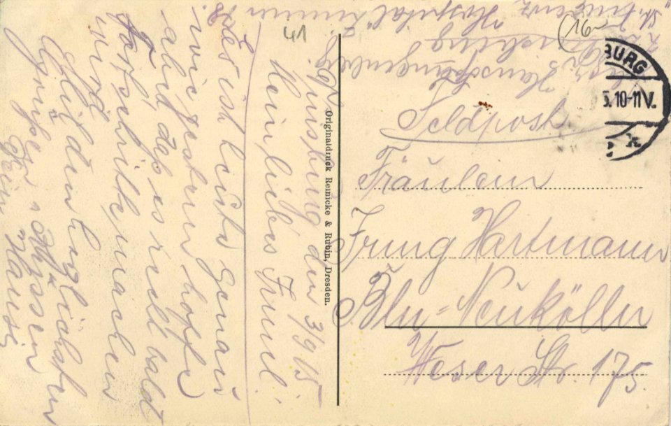 Duisburg, Nordrhein-Westfalen - Königstraße mit Bismarckdenkmal (back) (Zeno Ansichtskarten)