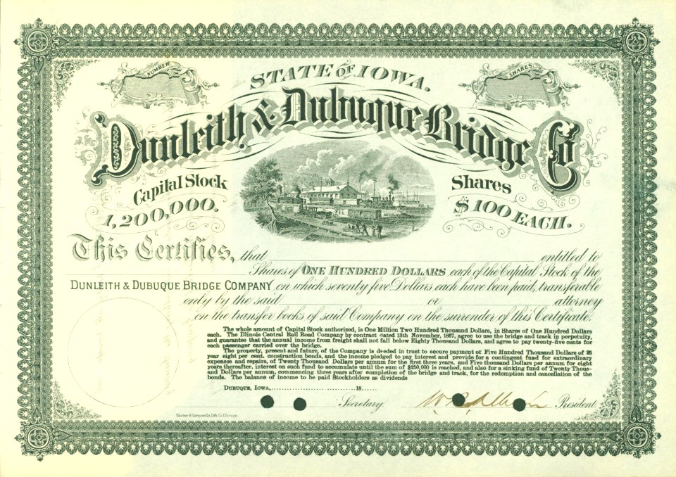 Dunleith & Dubuque Bridge Co. 18xx