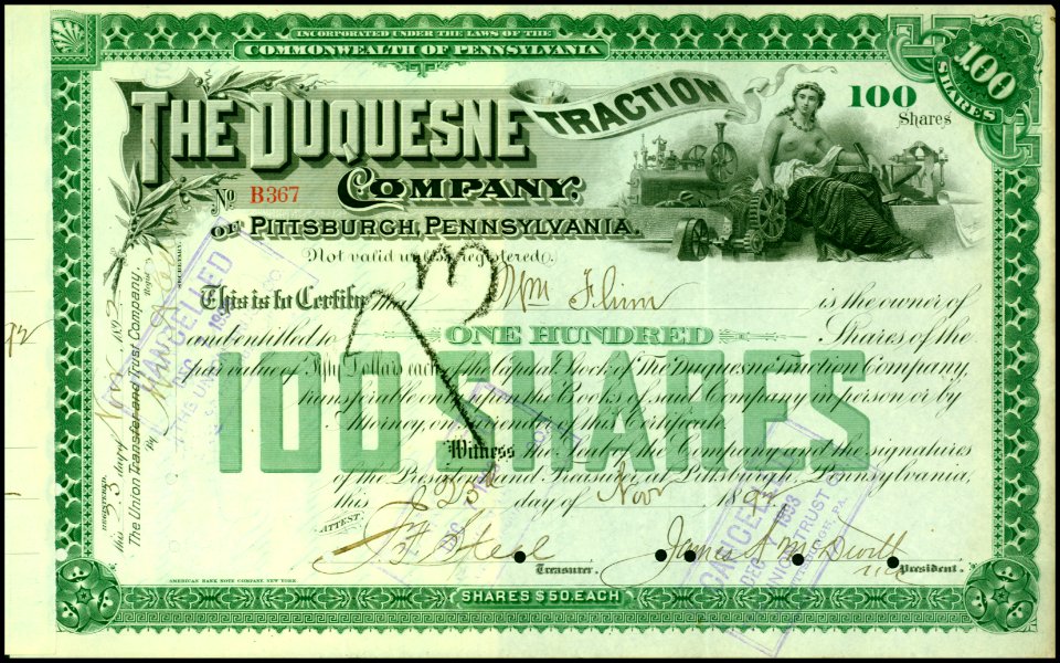 Duquesne Traction Company 1892
