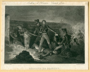 Durand fils et Bovinet sc., Horace Vernet, pinx.t - Redoute de Kabrunn. Salon d'Horace Vernet 1822. Gravure sur cuivre