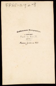Dupont, Joseph - carte de visite, achterzijde (P 1965 0392 0009)