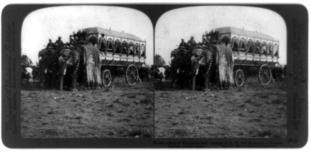 Durbar, Delhi, India- Richly adorned elephants and carriage of H.H. the Maharaja of Rewah LCCN2002716163