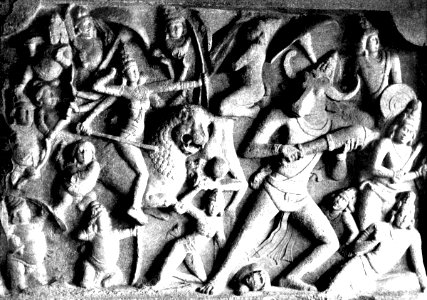 Durga Slaying Giants And Demons, from a sculpture at Mahabalipuram