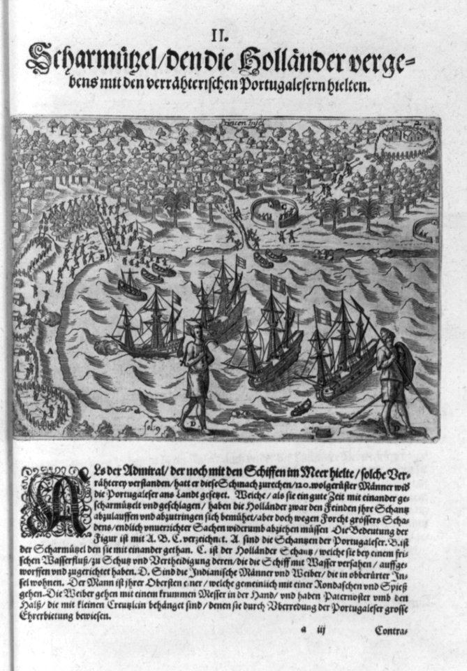 Dutch and Portuguese fighting over fresh water supply. Principe Island. West Africa LCCN2003655478