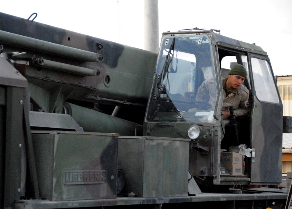 Dutch Combat Engineer helps expand the ROLE 3 military hospital at Kandahar Airfield -a