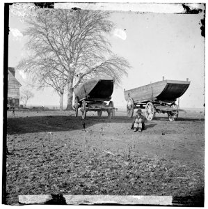 Dutch Gap, Virginia (vicinity). Pontoon boats on wheeled carriages at deserted farm house near Dutch Gap canal LOC cwpb.01937