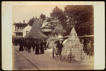 Dwellings of tribal peoples of Africa, North America and the Arctic regions in the History of Habitation exhibit, Paris Exposition, 1889 LCCN92521037