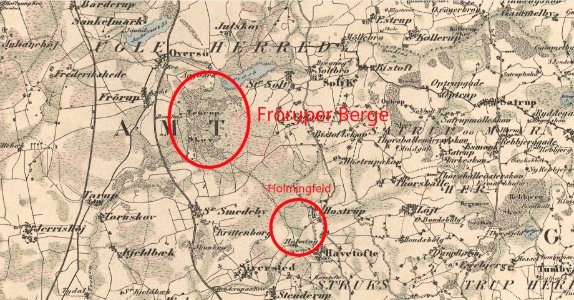 Dänische Generalstabskarte von 1858 mit den Fröruper Bergen