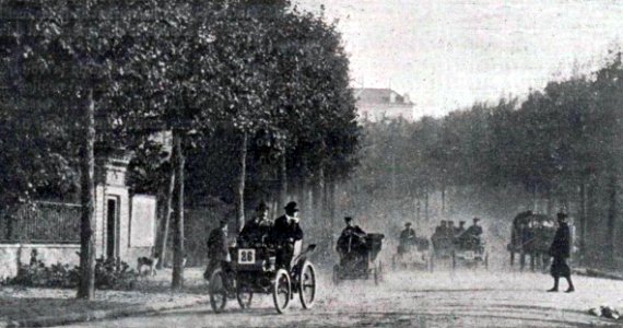 Départ de Paris-Rambouillet-Paris 1899, à la côte de Suresne