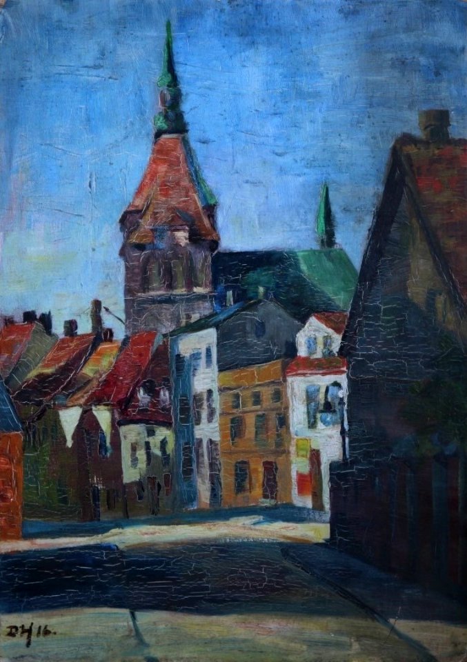 Dörte Helm - Blick auf die Rostocker Marienkirche (1916)