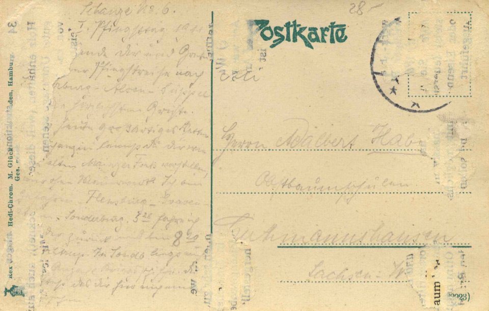 Düppel, Dänemark - Düppeldenkmal; Stadtansicht; Mühle (back) (Zeno Ansichtskarten)