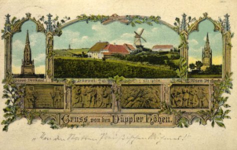 Düppel, Dänemark - Düppeldenkmal; Stadtansicht; Mühle (Zeno Ansichtskarten)