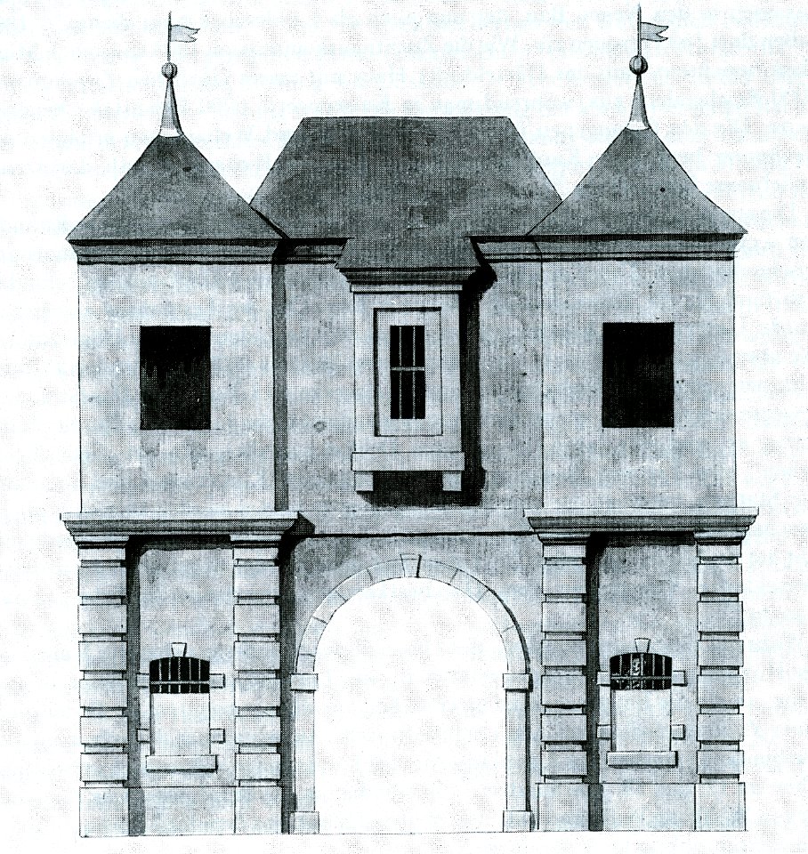 Düsseldorf, Außenansicht des Flinger Tores, von 1755
