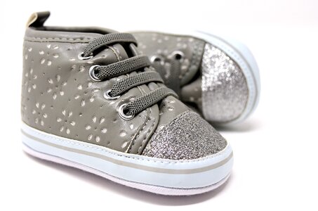 Children's shoes grey sparkling photo