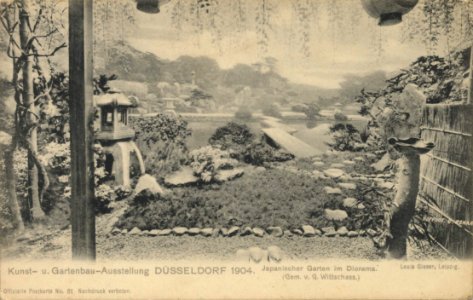 Düsseldorf, Nordrhein-Westfalen - Internationale Kunst- und Gartenbau-Ausstellung 1904, Japanischer Garten im Diorama (Zeno Ansichtskarten)
