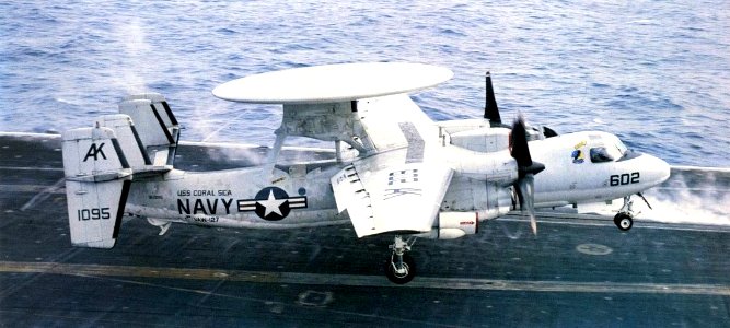 E-2C landing USS Coral Sea 1986