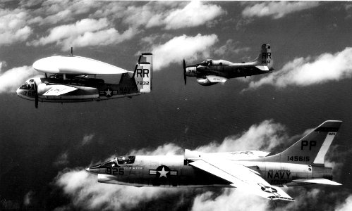 E-1B EA-1E and RF-8A in flight c1964