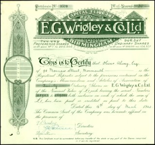 E. G. Wrigley & Co Ltd 1922 photo