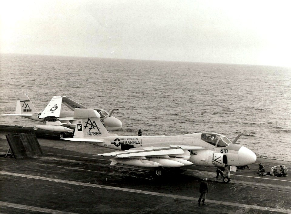 EA-6A of VMCJ-2 and VA-85 A-6A on USS Forrestal (CVA-59) 1971