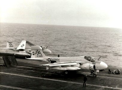 EA-6A of VMCJ-2 and VA-85 A-6A on USS Forrestal (CVA-59) 1971