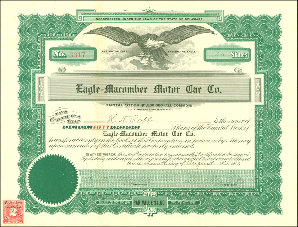 Eagle-Macomber Motor Car Co. 1916