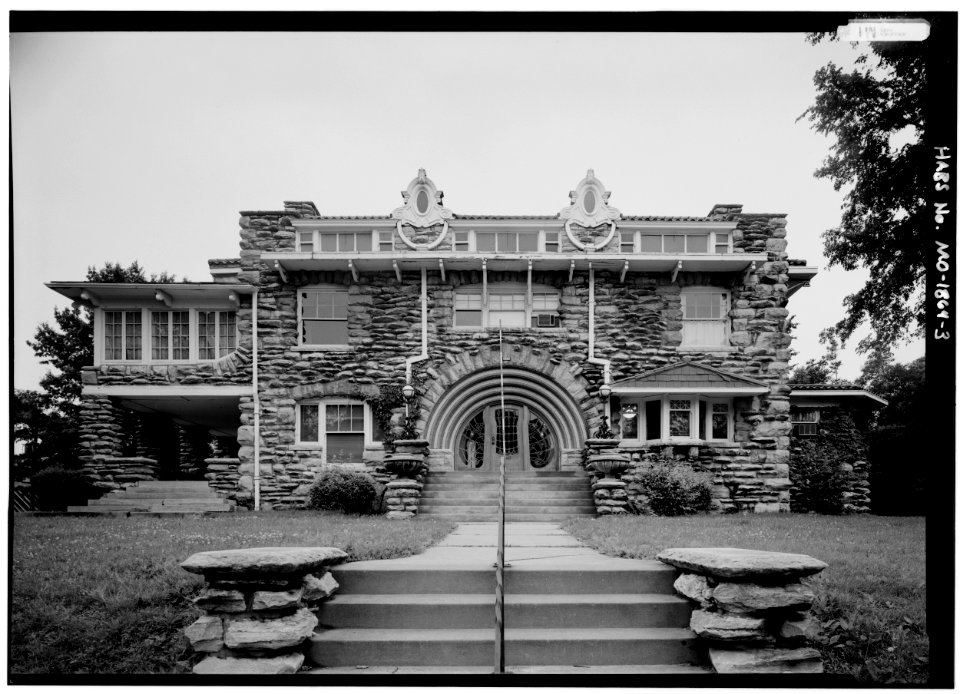 EAST FRONT WITH SCALE ROD - Mineral Hall, 4340 Oak Street, Kansas City, Jackson County, MO