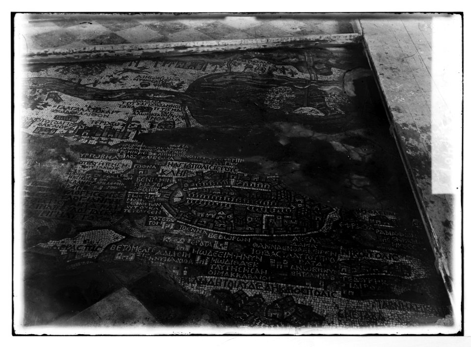 East of the Jordan and Dead Sea. Mosaic map of Palestine in Greek church at Madeba LOC matpc.05329