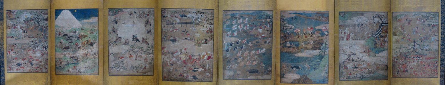 Genre Scenes of the Twelve Months, Muromachi folding screen, Tokyo National Museum