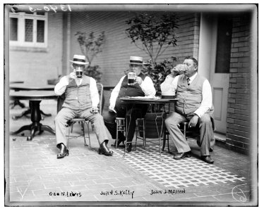 Geo. N. Lewis, John S. Kelly, John J. Mahon (drinking from mugs) LCCN2014687143