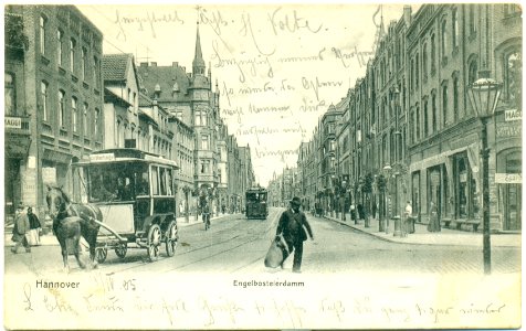 Georg Kugelmann PC 0310 Hannover Engelbostelerdamm Bildseite mit Pferdeomnibus Richtung Große Barlinge 01
