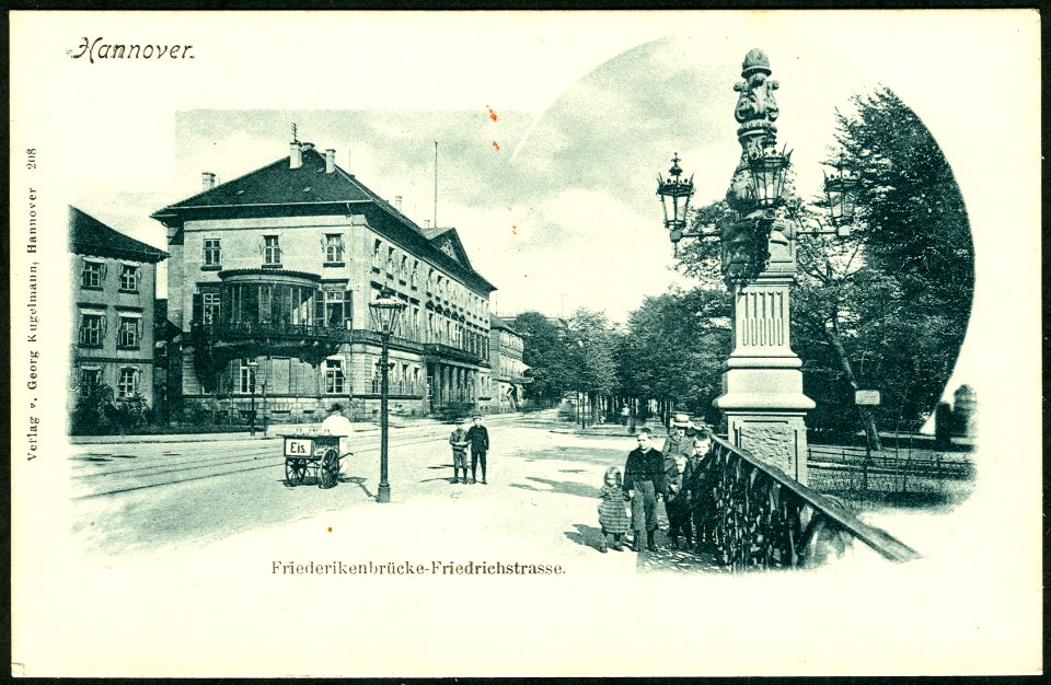 Georg Kugelmann PC 0208 Hannover. Friederikenbrücke. Friedrichstraße. Bildseite mit dem Wangenheimpalais