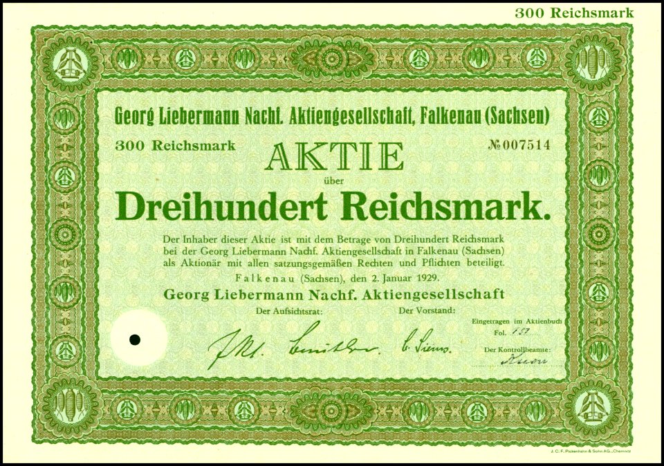 Georg Liebermann Nachf. AG 1929