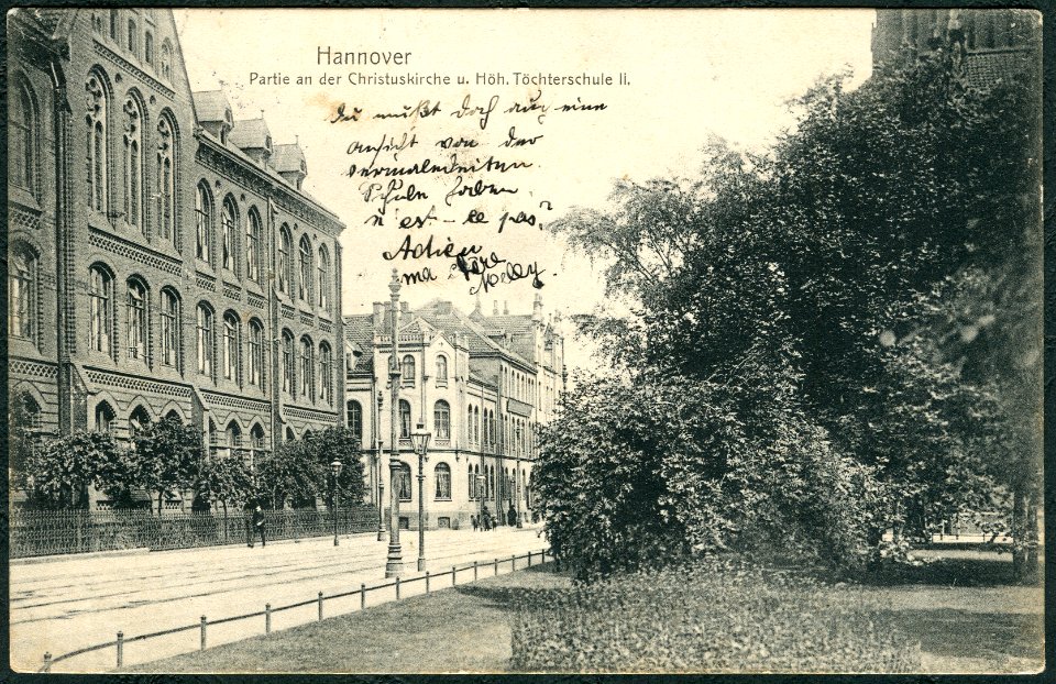 Georg Kugelmann PC 0339 Hannover Partie an der Christuskirche u. Höh. Töchterschule II. Bildseite