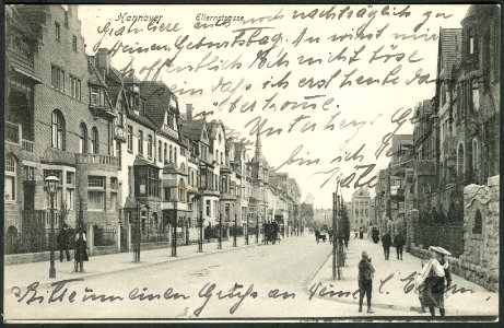 Georg Kugelmann PC 0534 Hannover Ellernstraße, Bildseite Blick von der Ecke Seelhorststraße nach Süden Richtung Kinderheilanstalt