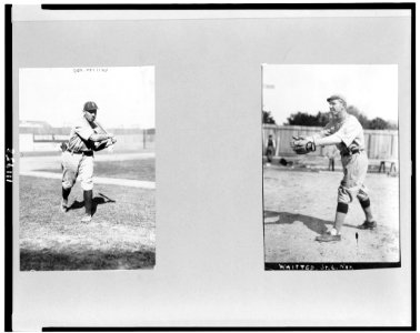George Bostic Whitted, baseball player for St. Louis and Philadelphia, full-length, facing right, swinging bat; and full-length, facing left, catching ball LCCN94512042