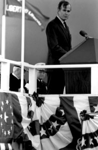George H. W. Bush speaks at the commissioning of the USS OHIO (SSBN-726)