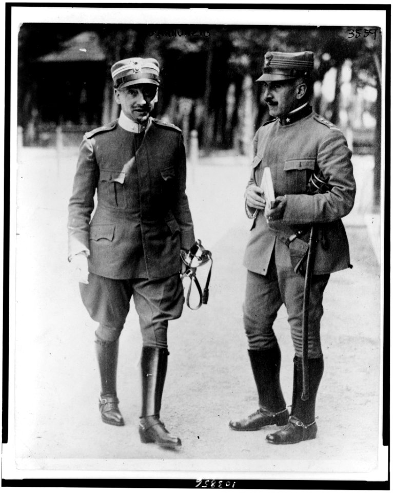 Gabriele D'Annunzio, full-length portrait, standing, facing slightly right, with another officer LCCN91783002