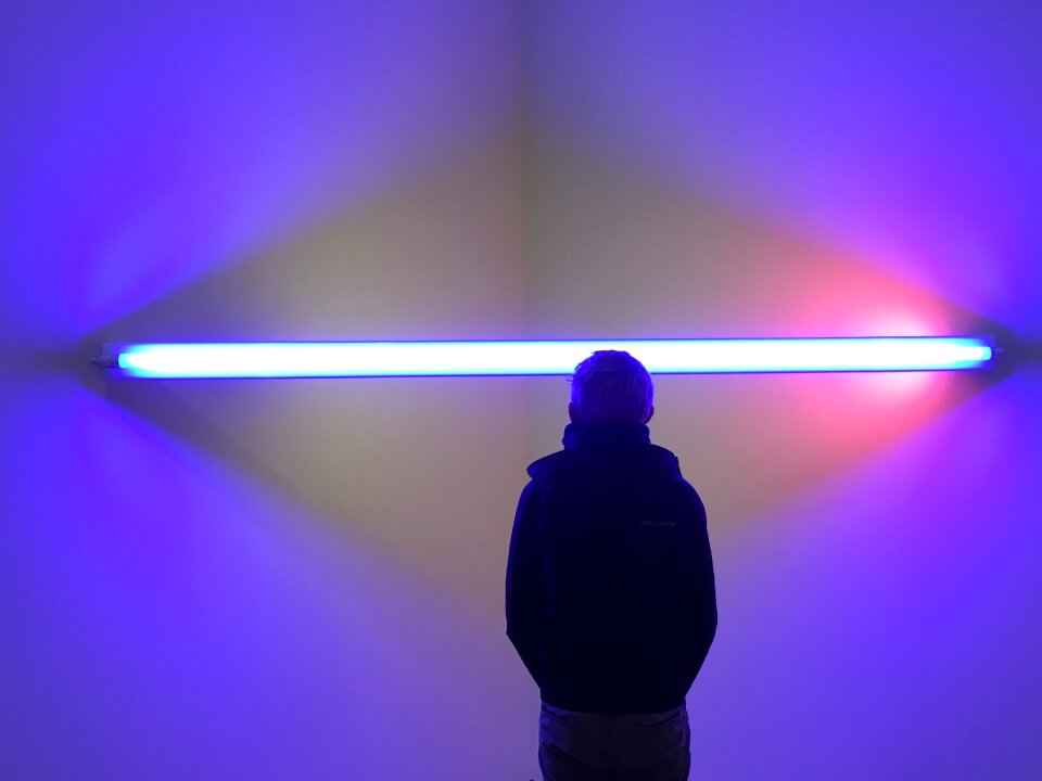 Man fluorescent light photo