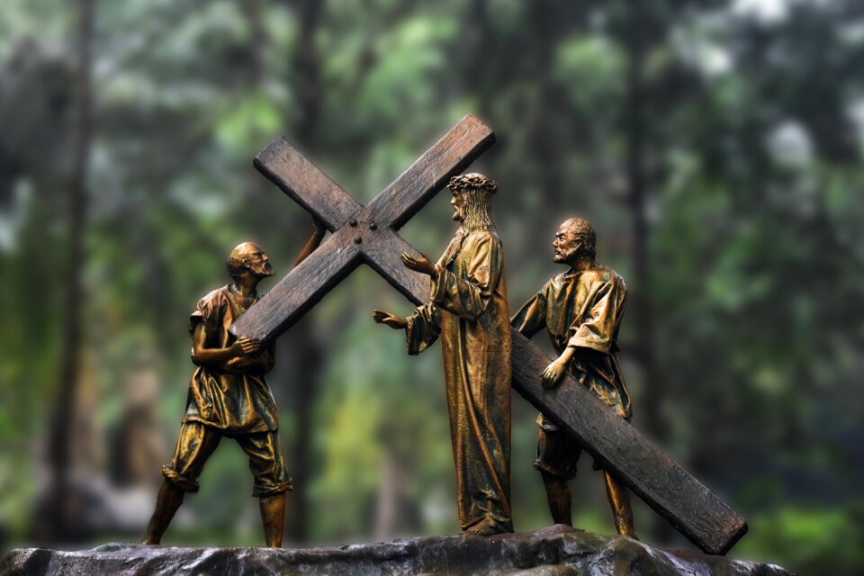 The cross jesus christ and the cross station of the cross